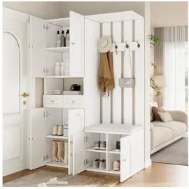 stilvora Garderobenset 110 x 180 x 37 cm mit 6 Türen, 2 Schubladen / weiß