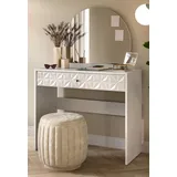 inn.furn Schminktisch Relief (Frisiertisch in weiß mit Schublade, 90 x 133 cm), glänzende 3D-Front weiß