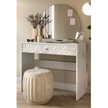 inn.furn Schminktisch Relief (Frisiertisch in weiß mit Schublade, 90 x 133 cm), glänzende 3D-Front weiß