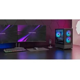 Mars Gaming MC-Onyx, MicroATX Gaming-Gehäuse, Metall-Mesh-Front, Seitenfenster aus Gehärtetem Glas, 3X ARGB FDB Lüfter, Doppelkammer-Struktur, Unterstützung für Flüssigkeitskühlung bis 240mm, Schwarz