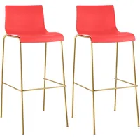 CLP 2er Set Barhocker Hover, Kunststoff, Vierfußgestell Gold rot
