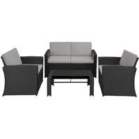 Tectake tectake® Rattan Lounge für 4 Personen, widerstandsfähig - Bunt