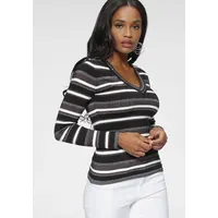 MELROSE V-Ausschnitt-Pullover in schwarz-pink | Gr.: 42