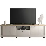 Home Affaire Lowboard »Country Breite 211 cm, TV-Board 2 Türen u. 1 Schubkasten, TV-Schrank«, im Landhausstil, viel Strauraum, mit Metallgriffe, MDF Rahmen, beige