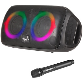Wave Party Speaker/Karaoke Maschine/Tragbarer Lautsprecher mit Karaoke Mikrofon und LED Licht, 60 W, Schwarz
