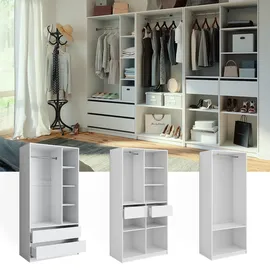 Vicco Kleiderschrank Elmo, Weiß 100 x 200 cm Set mit 3 Teile