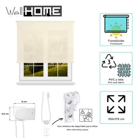 Wellhome Lichtdurchlässiger Rollo 150 x 175 cm Beige
