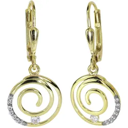 Paar Ohrhänger OSTSEE-SCHMUCK "Ostsee-Schmuck Ohrhänger Spirale Ohrhänger Spirale", gelb, Ohrringe, Damen, 28 x 12mm, Gelbgold 333