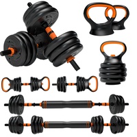Verstellbares Gewicht Kurzhantel-Set 20KG mit Langhantel Kettlebell,ARUNDO Multifunktionales Freihantel-Set Push-Up für Home Gym Übung Bodybuilding Fitnesstraining