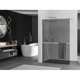 Mexen Kioto+ Duschwand mit Wandablage 100 x 200 cm, graphit, gebürsteter Nickel - 800-100-121-97-40