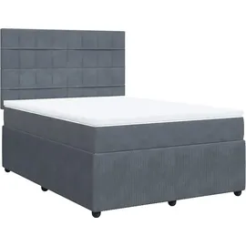 vidaXL Boxspringbett mit Matratze Dunkelgrau 140x200 cm Samt