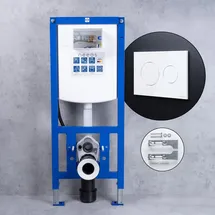 neeos VWTB WC-Vorwandelement H: 112 cm, FP65 Betätigungsplatte in weiß & Montagezubehör, 90743K+16787WH#SET,