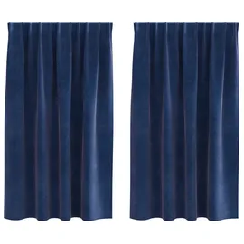 vidaXL Verdunkelungsvorhänge 2 pcs Dunkelblau 140 x 175 cm Samt