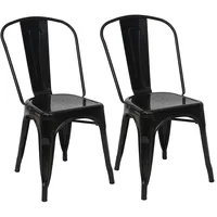 Mendler Bistrostuhl HWC-A73 Metall schwarz 2er Set