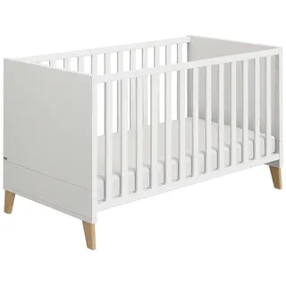 Paidi Gitterbett Oscar, Weiß, Eiche, Holzwerkstoff, 70x140 cm, Blauer Engel, Goldenes M, zum Juniorbett umbaubar, höhenverstellbar, Sitzsofa Aufbauanleitung im Karton, Lattenrost inklusive, Schlupfsprossen, Babymöbel, Babybetten, Gitterbett