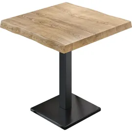 GGM Möbel PMD | Bistro Baumkanten Tisch | Quadratisch | 70 x 70 x 77 cm | Eiche / Schwarz