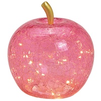 Dekoleuchte Apfel (M) Glas, Rosa mit LED Lichterkette, Apfel Lampe, Dekolampe