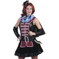 Funny Fashion Piraten-Kostüm Piratin Scarlett Damen Kostüm - Wunderschönes Seeräuber Kleid mit Gürtel und Armstulpen für Karneval und Mottoparty 44/46