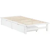 Homestyle4u 2287, Bett Holz Holzbett 90x200 mit Bettkasten Lattenrost Futonbett Bettgestell Weiß Schlafzimmer