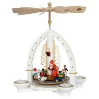 Richard Glässer GmbH Seiffen Richard Glaesser Pyramide Weihnachtsbescherung weiß für Teelicht und Kerzen aus Seiffen im Erzgebirge