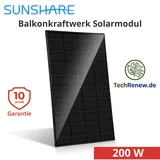 Sunshare RAY 200W Balkonkraftwerk Solarmodul Full Black N-TOPCon M2