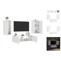 vidaXL TV-Schrank 3-tlg TV-Wohnwand mit LED-Leuchten Weiß weiß