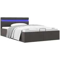 Bett mit Bettkasten Hydraulisch LED Dunkelgrau Stoff 120x200 cm
