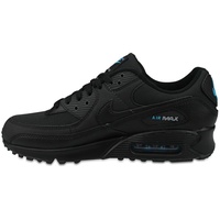 NIKE Herren AIR MAX 90 Sneaker, Black/Black-Laser Blue-Wolf Grey, 45 EU - 45 EU