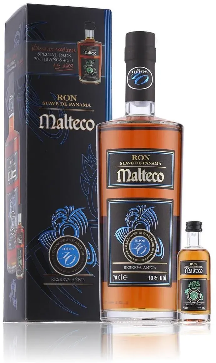 Malteco 10 Years Suave de Panama Rum + 5cl 15 Years Special Pack 40% Vol. 0,75l in Geschenkbox