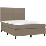 vidaXL Boxspringbett mit Matratze Taupe 140x200 cm Stoff