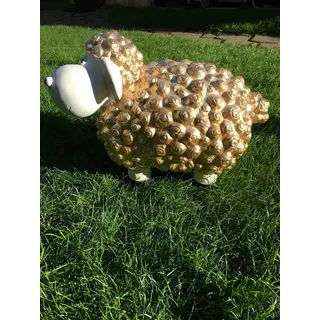 Schatzkiste1 Gartenfigur VIP Schaf Dekoschaf Witziges Schaf Wetterfest Bunte Gartenfigur