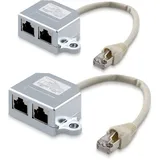 kwmobile 2X Netzwerkkabel Splitter Anschlussverdoppler - Netzwerk LAN Anschluss Verteiler - T-Adapter LAN-Kabel - RJ45 Stecker auf 2X RJ45 Ethernet