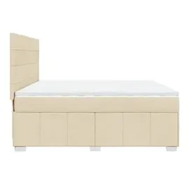 vidaXL Boxspringbett mit Matratze Creme 200x200 cm Stoff