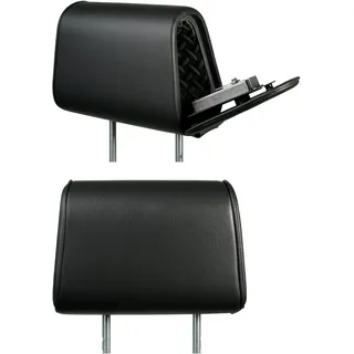 THE HEADREST SAFE Vulcan Kunstleder-Kopfstützen-Safe – Beifahrersitz + Begleit-Kopfstütze – Kopfstützen-Set, Schwarz
