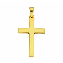 Kreuzkette ADELIA ́S "Halskette - Kreuzkette mit Kreuz Anhänger aus 585 Gold", gold, Halsketten, Damen, Gelbgold 585-Gold, Gelbgold 585, Gold, Schmuckset mit bis 45 cm stufenlos verstellbarer 925 Silber Halskette