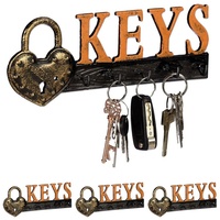 relaxdays Schlüsselbrett 4 x Schlüsselbrett Keys orange|schwarz