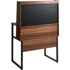 Beliani Schreibtisch mit Lochplatte Buxton Dunkelbraun 84 cm 48 cm