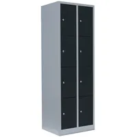Steelboxx Lüllmann® Schließfachschrank, 2 Abteile, 8 Fächer, 1800 x 600 x 500 mm, lichtgrau/anthrazit