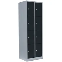 Steelboxx Lüllmann® Schließfachschrank, 2 Abteile, 8 Fächer, 1800 x 600 x 500 mm, lichtgrau/anthrazit