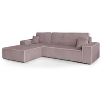 Beautysofa Ecksofa ERNI, inkl. Schlaffunktion, Bettkasten, L-Form Polsterecke im modernes Stil, stilvoll Corner Schlafsofa rosa