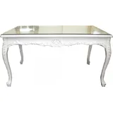 Casa Padrino Barock Esstisch mit Glasplatte Weiß 160 cm - Barockstil Möbel