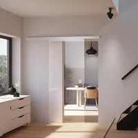 Tür Schiebetür Glas Klar 880 X 2035 Glasschiebetür Zimmertür - Quadratgriff + 2 Seitiger Softclose