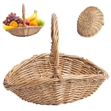 Baobiutin Rattan -Korb gewebt gewebt natürlicher glattes Ernte Korb 9x7x2,8 Zoll Picknickkorb Tragbarer Pastoralkorb mit Griff für Geschenke Blumen Obst Gemüse, Erntekorb, Rattankorb