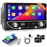 2G+64G Wireless Carplay Android Autoradio 2 Din mit Android Auto GPS Navi WiFi ISO Kabel 6.86 Zoll Touchscreen Autoradio mit Mirror Link Bluetooth FM/RDS/EQ/DAB/OBD/DVR Lenkradsteuerung Rückfahrkamera