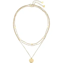 Hey Happiness Layering Ketten-Set mit Plättchen Anhänger & Kugelkette – Edelstahl Gold Damen 