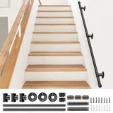 Handlauf Treppe, Couleeur Rutschfester Treppengeländer Innen und Außen Geländer Wandhandlauf mit Zubehör Handlauf Schwarz Haltegriff Treppe Edelstahl für Treppen, Brüstung, Balkon (1.5M)