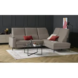 Max Schelling Eckcouch Mikrofaser 2-Sitzer Braun