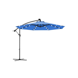 Sonnenschutz Sonnenschirm, Gartenschirm, Terrassenschirm, COSTWAY, Ø300cm, mit Solarlichtern & LED blau
