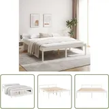 The Living Store Seniorenbett Weiß 180x200 Cm Massivholz Kiefer - Seniorenbett - Kiefernholzbett - Doppelbett - Massiver Rahmen - Weißes Bett