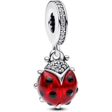 Pandora Roter Marienkäfer Charm-Anhänger aus Sterling-Silber mit Emaille in der Farbe Silber-Rot, PANDORA Moments 792571C01